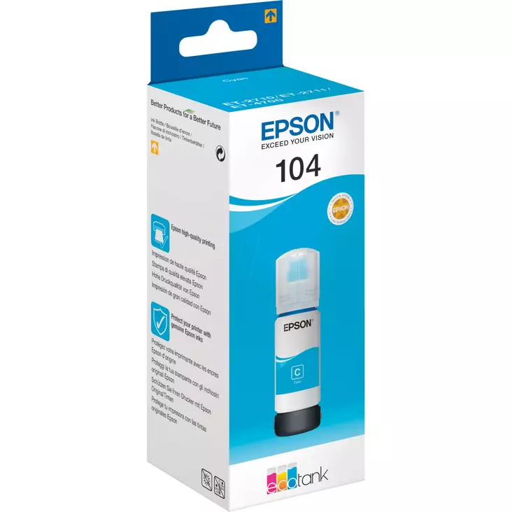 EPSON 104 CYAN MUSTEPULLO 65ML - Epson-mustesuihkuvärit - 8715946655819 - 1