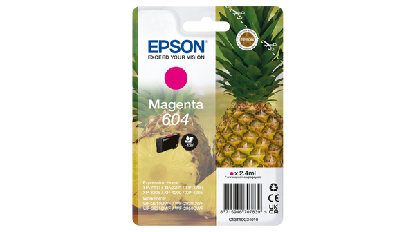 EPSON 604 MAGENTA VÄRIPATRUUNA 2.4 ML - Epson-mustesuihkuvärit - 8715946707839 - 1