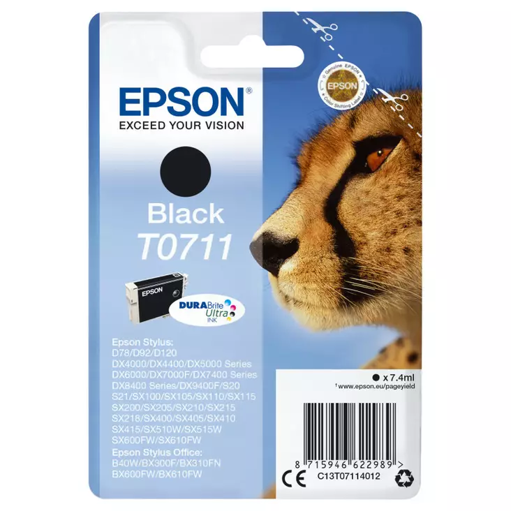 EPSON T0711 MUSTA VÄRIPATRUUNA - Epson-mustesuihkuvärit - 8715946622989 - 1