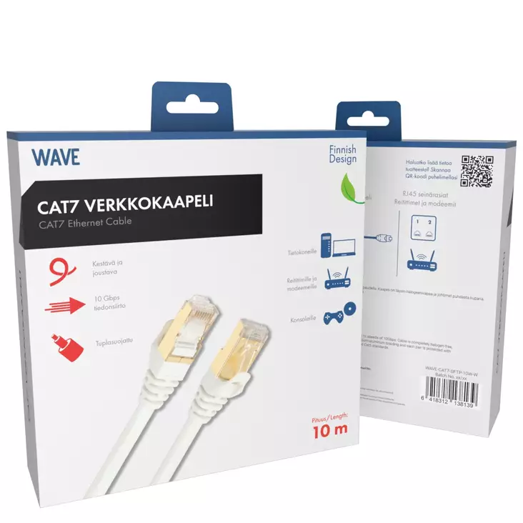 WAVE S/FTP CAT7 VERKKOKAAPELI 10 M - Verkkokaapelit - 6418312138139 - 1